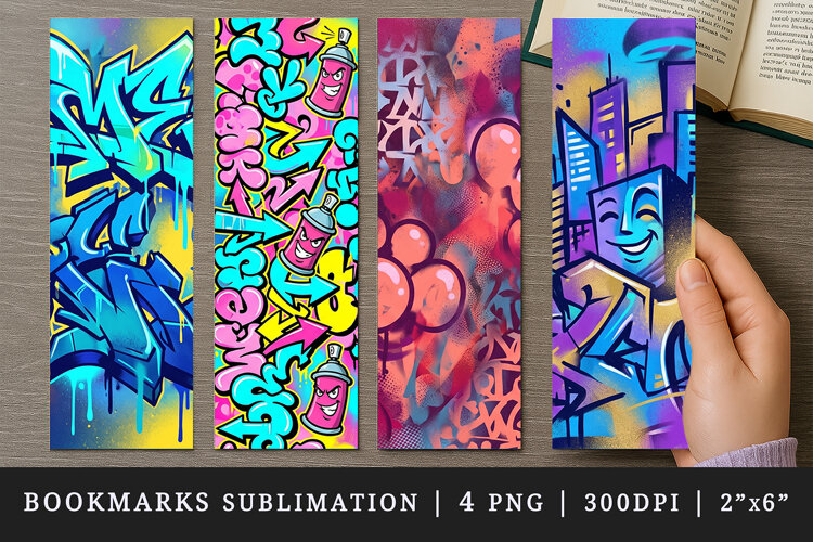 Graffiti bookmarks printable sublimation bookmark design example image 1