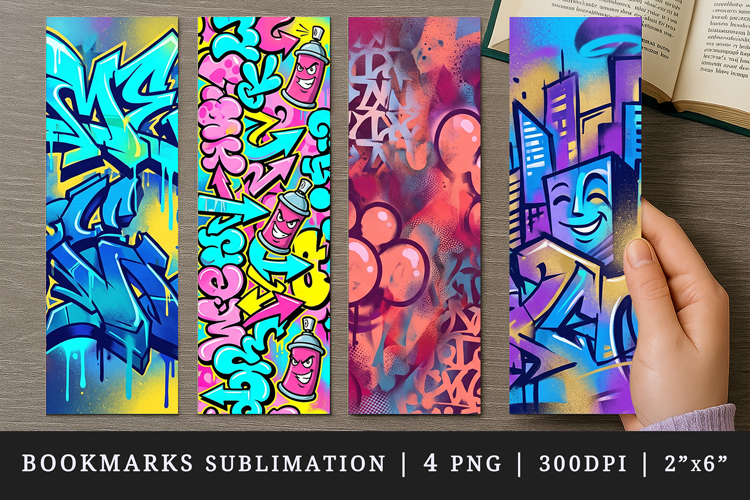 Graffiti bookmarks printable sublimation bookmark design