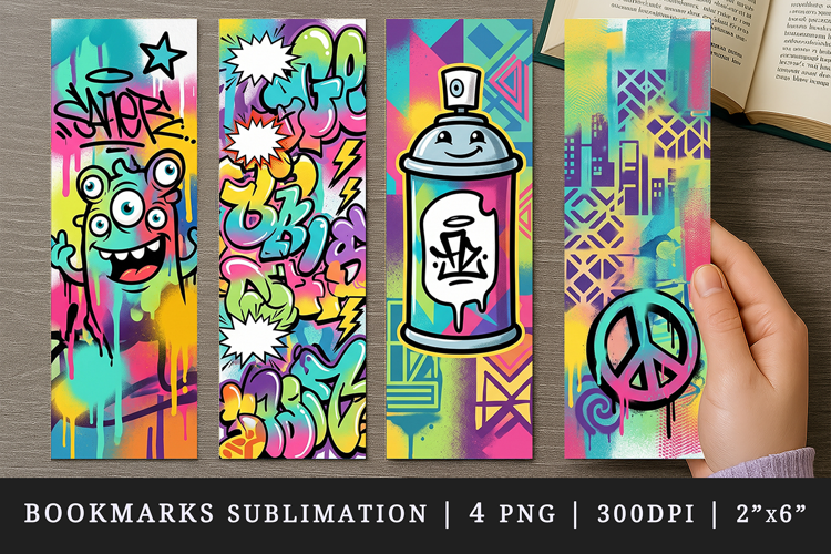 Graffiti bookmarks printable sublimation bookmark design