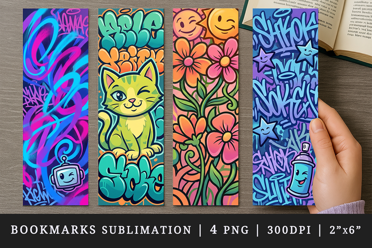 Graffiti bookmarks printable sublimation bookmark design