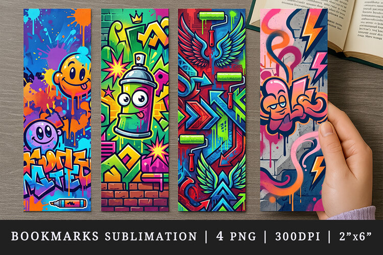 Graffiti bookmarks printable sublimation bookmark design example image 1