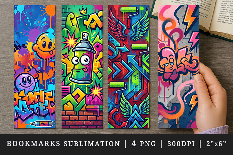 Graffiti bookmarks printable sublimation bookmark design