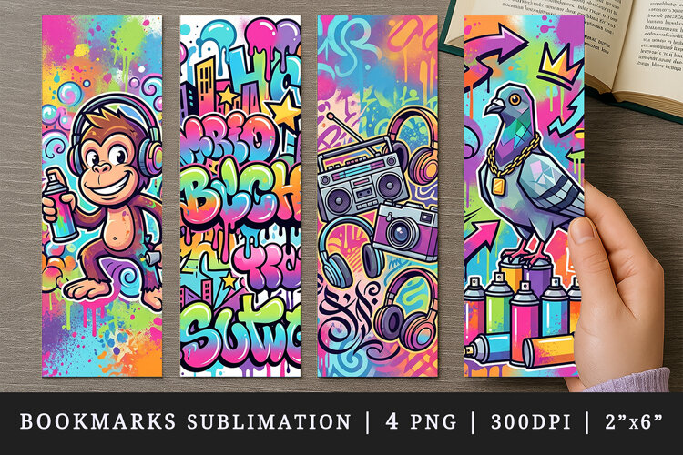 Graffiti bookmarks printable sublimation bookmark design example image 1