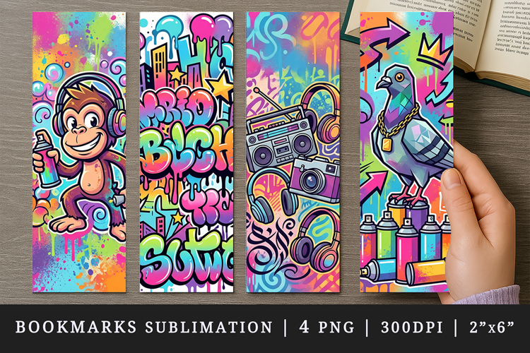 Graffiti bookmarks printable sublimation bookmark design