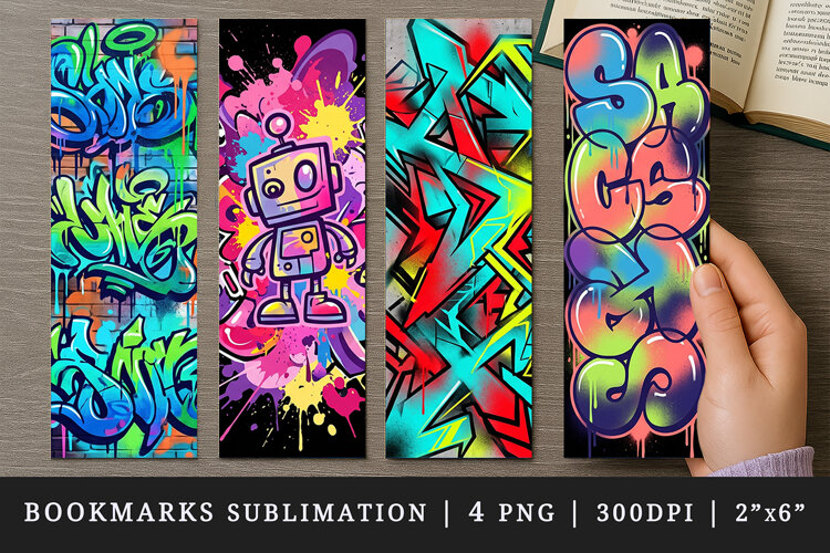Graffiti bookmarks printable sublimation bookmark design example image 1
