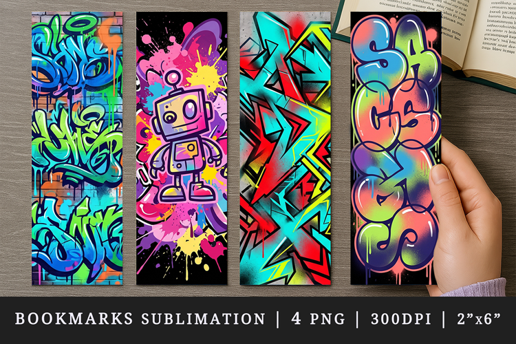 Graffiti bookmarks printable sublimation bookmark design