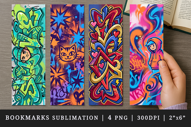 Graffiti bookmarks printable sublimation bookmark design