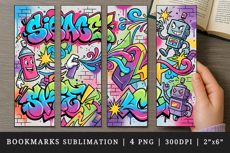 Graffiti bookmarks printable sublimation bookmark design