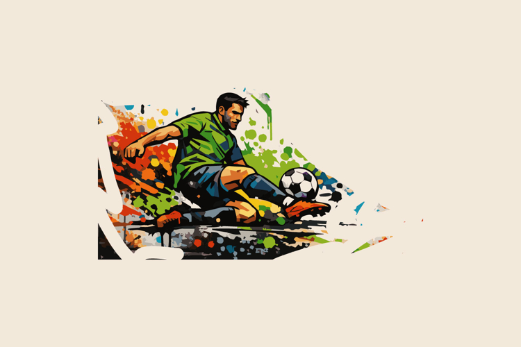 Graffiti Soccer Player Sliding Tackle Design example image 1