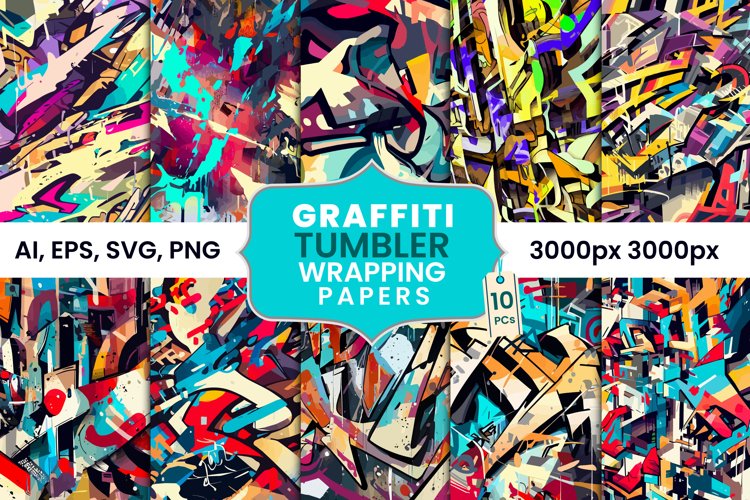 Graffiti Tumbler Wrapping Papers set, Tumbler Wraps Bundle