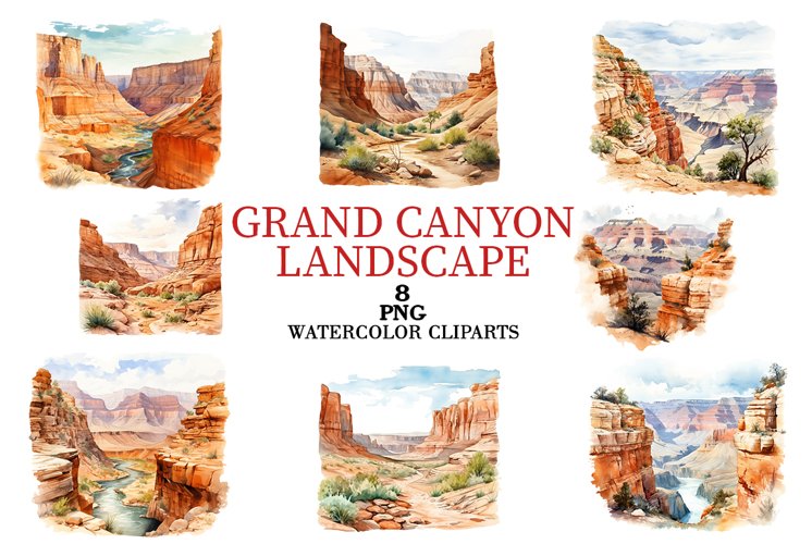 Grand Canyon Watercolor Clipart example image 1