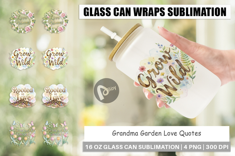 Grandma Garden Love Glass Can