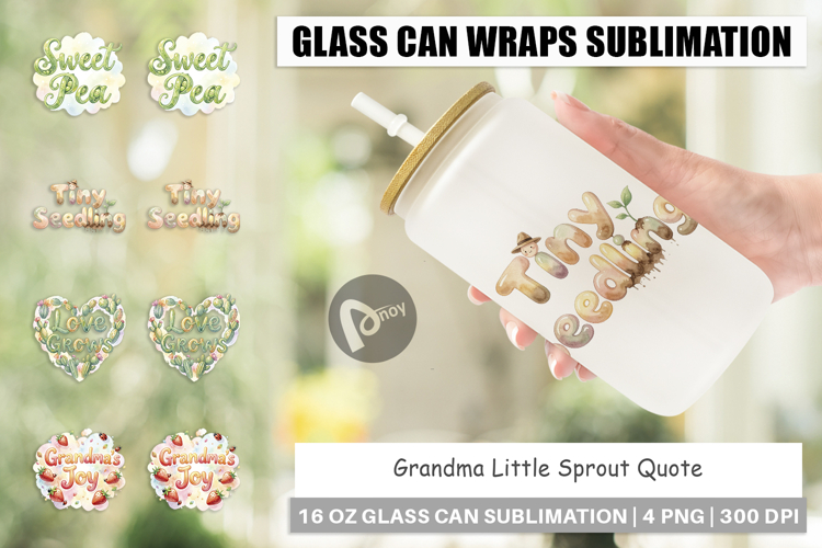 Grandma Little Sprout Glass Can