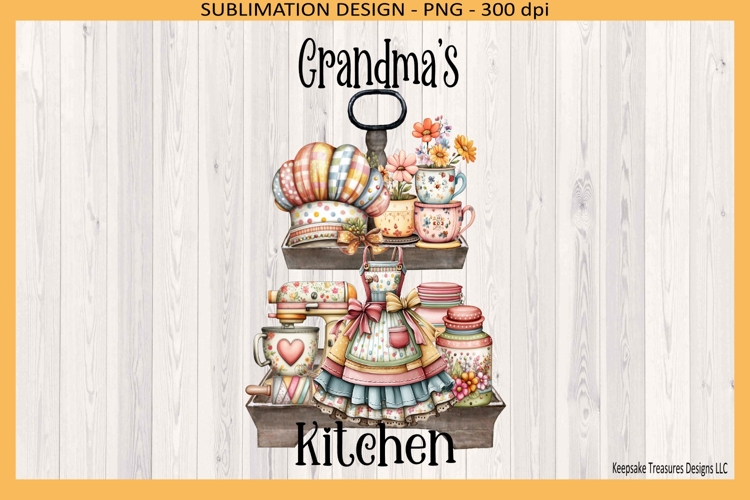 Grandma’s Kitchen Sublimation PNG, Vintage Tiered Tray Decor