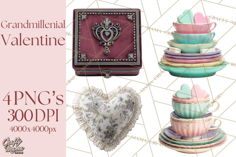 Grandmillennial Valentine PNG Clipart