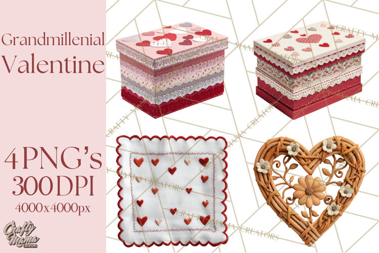 Grandmillennial Valentine PNG Clipart example image 1
