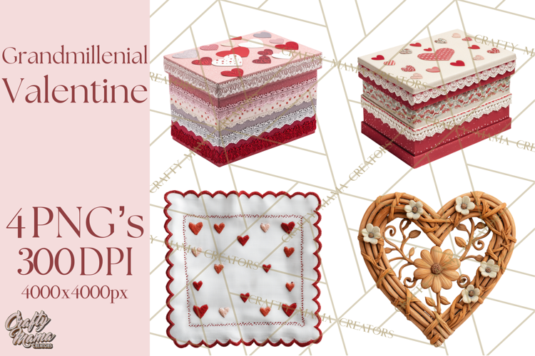 Grandmillennial Valentine PNG Clipart