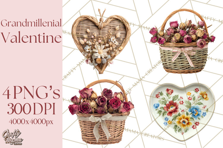 Grandmillennial Valentine PNG Clipart example image 1