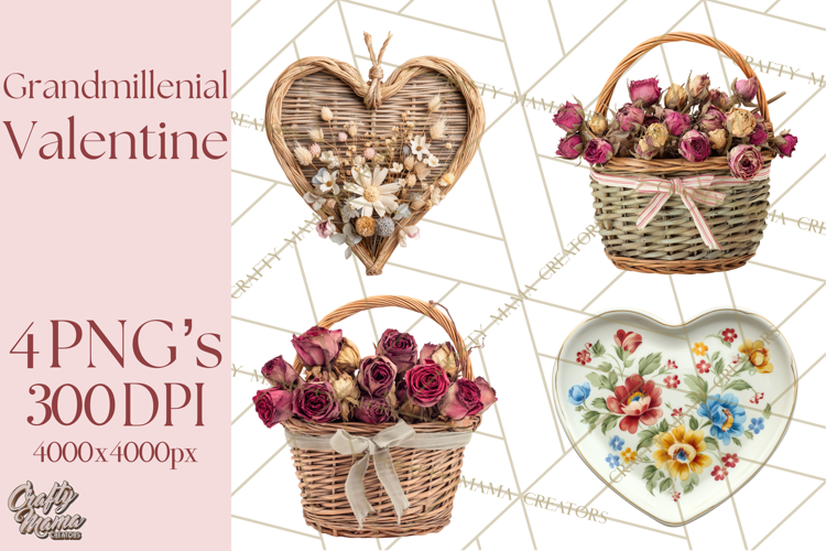 Grandmillennial Valentine PNG Clipart