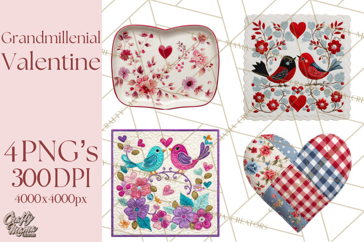 Grandmillennial Valentine PNG Clipart example image 1