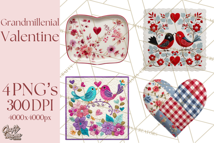 Grandmillennial Valentine PNG Clipart