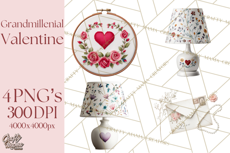 Grandmillennial Valentine PNG Clipart