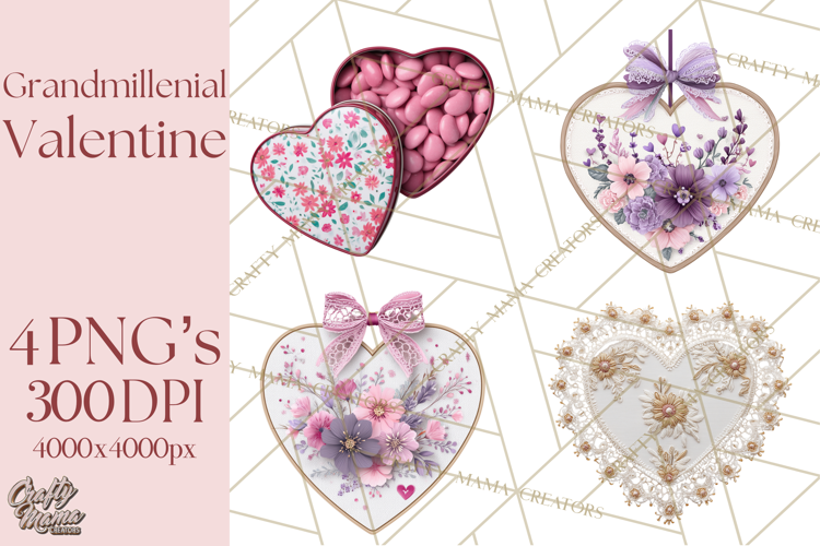 Grandmillennial Valentine PNG Clipart