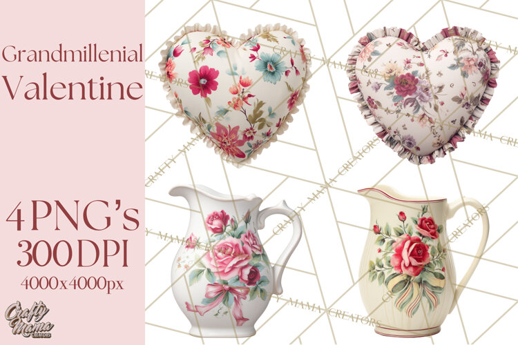 Grandmillennial Valentine PNG Clipart example image 1