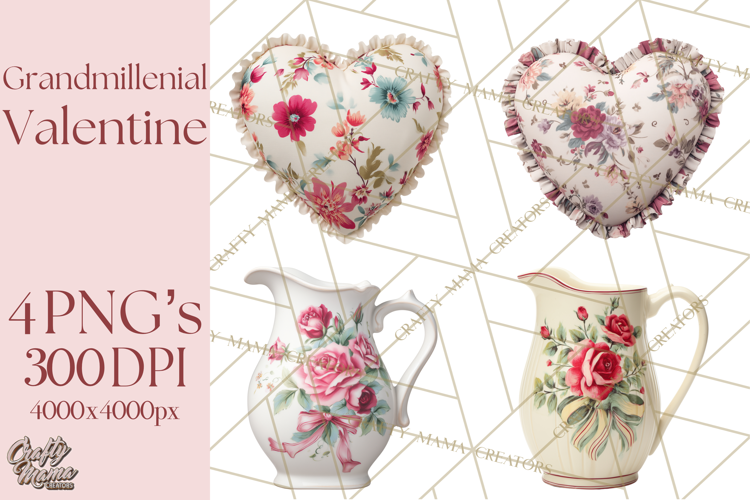 Grandmillennial Valentine PNG Clipart