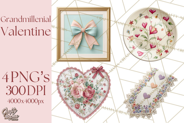 Grandmillennial Valentine PNG Clipart example image 1