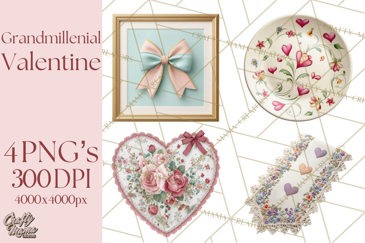 Grandmillennial Valentine PNG Clipart