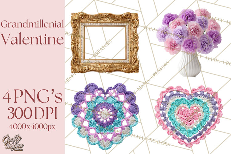 Grandmillennial Valentine PNG Clipart example image 1