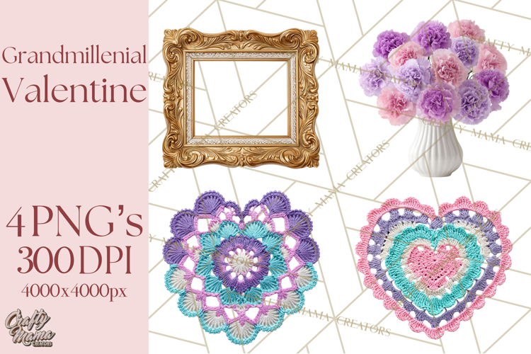 Grandmillennial Valentine PNG Clipart