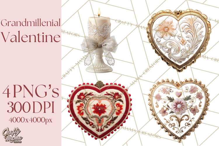Grandmillennial Valentine PNG Clipart example image 1