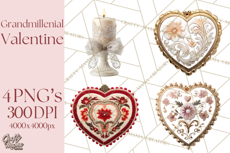 Grandmillennial Valentine PNG Clipart