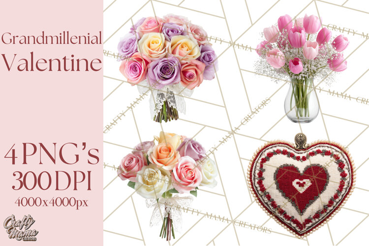Grandmillennial Valentine PNG Clipart example image 1