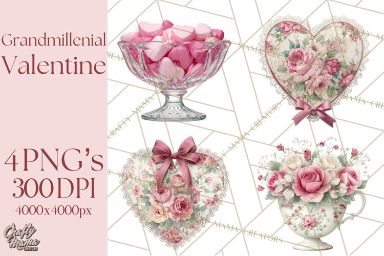 Grandmillennial Valentine PNG Clipart example image 1