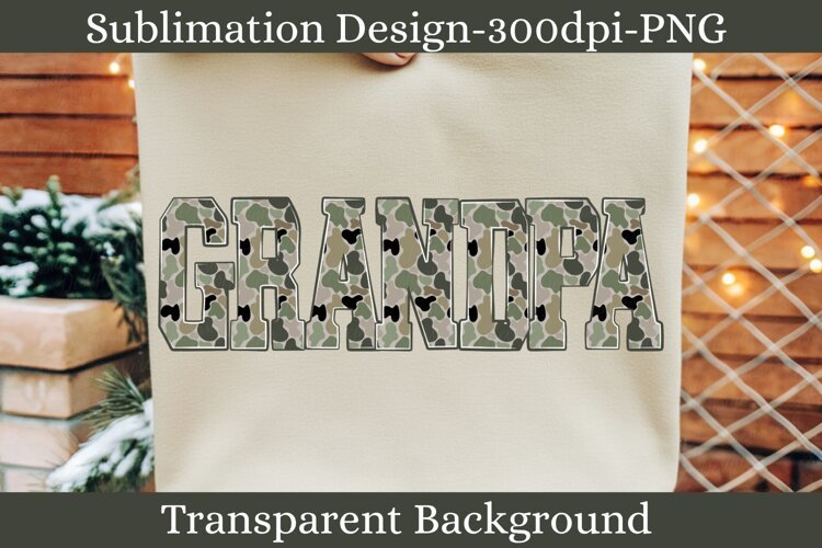 Grandpa Camo PNG, Camouflage Lettering Design Sublimation example image 1