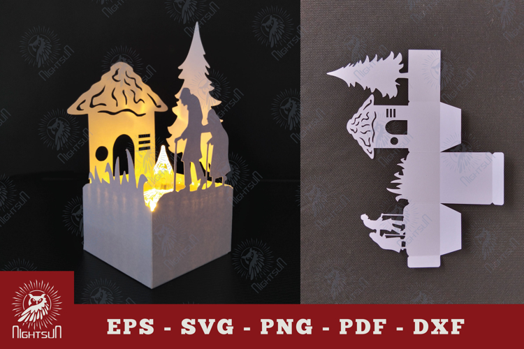 Grandparents Couple Papercut Lantern SVG