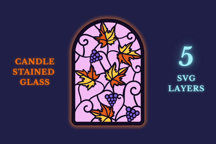 Grapevine SVG Stained Glass | 5 Laser Cut layers