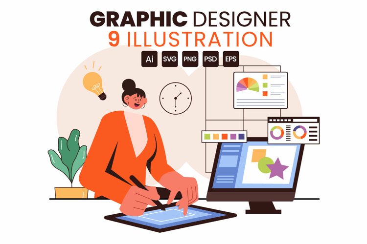 9 Creative Graphic Designer Illustration example image 1
