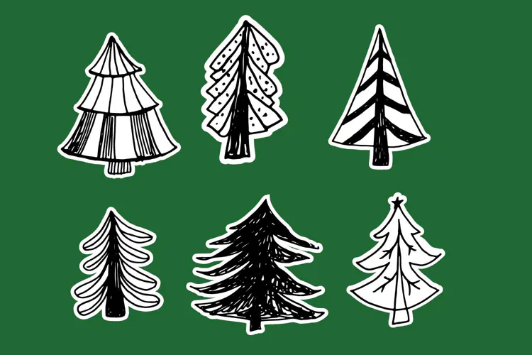 Christmas tree stickers. sticker PNG