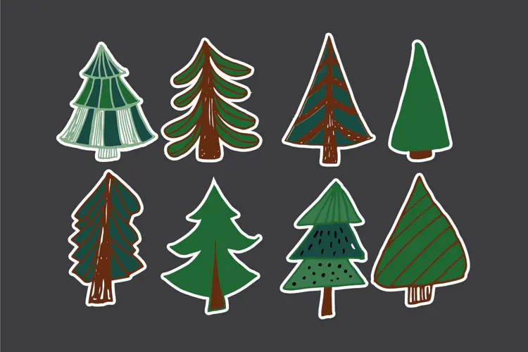 Christmas tree stickers. sticker PNG
