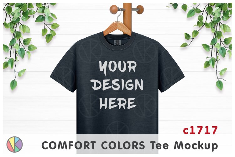 Graphite Comfort Colors 1717 T-Shirt Mockup.