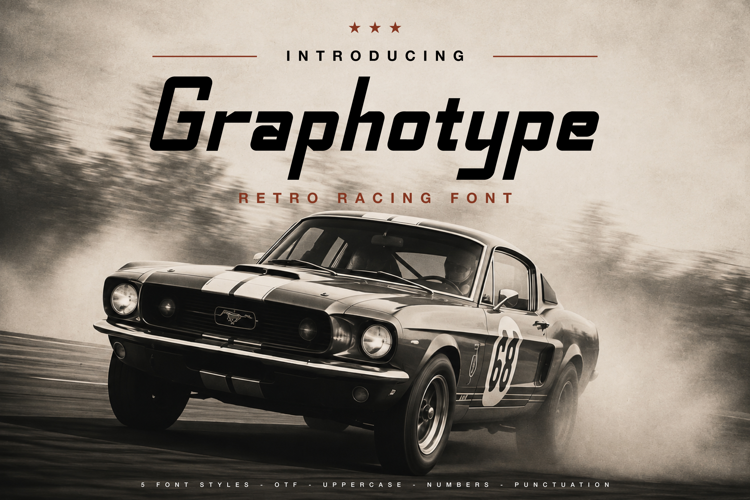 Graphotype | Retro Racing Font | Condensed Display Typeface