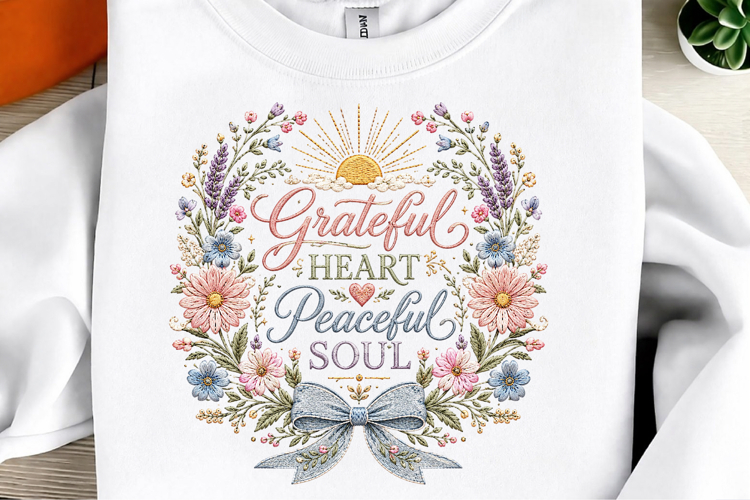 Grateful Heart Peaceful Soul PNG Design