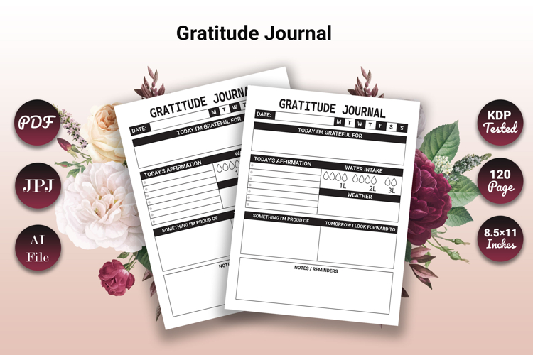 Daily Gratitude Journal Mindful Reflection & Self Care