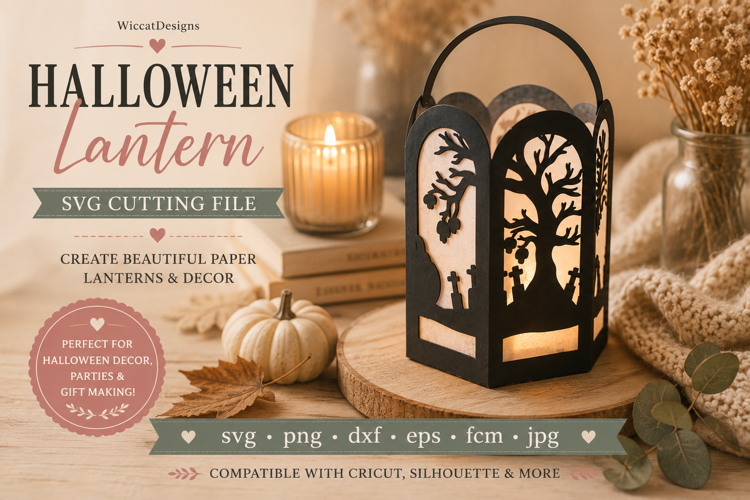Round Spooky graveyard lantern svg template,