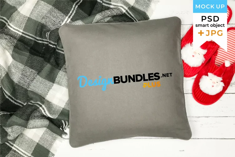 Christmas pillow mockup | Gray Pillowcase mockup