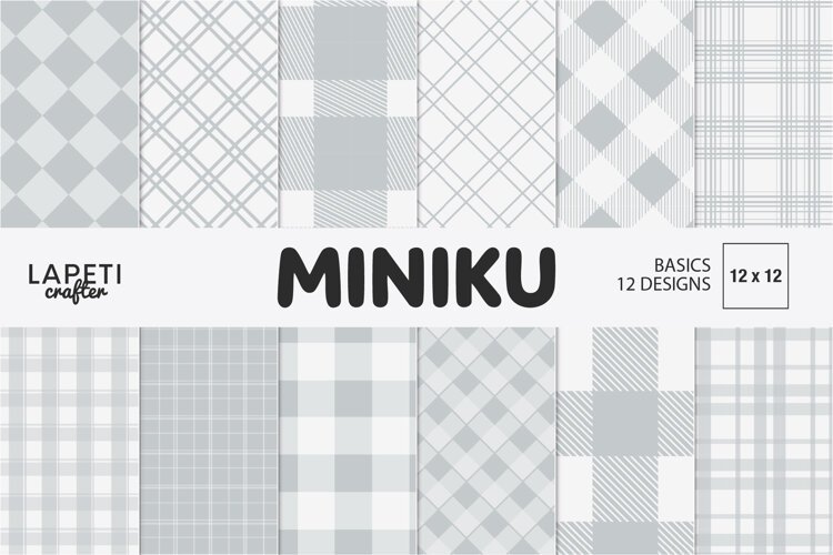 Gray plaid digital papers with coordinating neutral check and tartan patterns